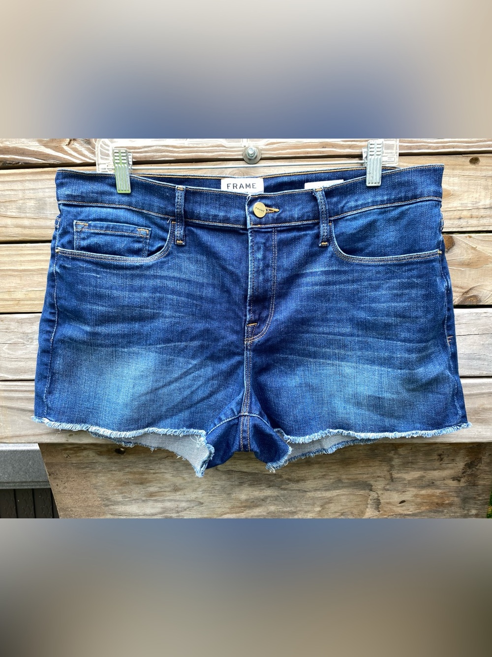 Frame Denim Dark Blue Denim Le Cutoff Shorts Size 32
